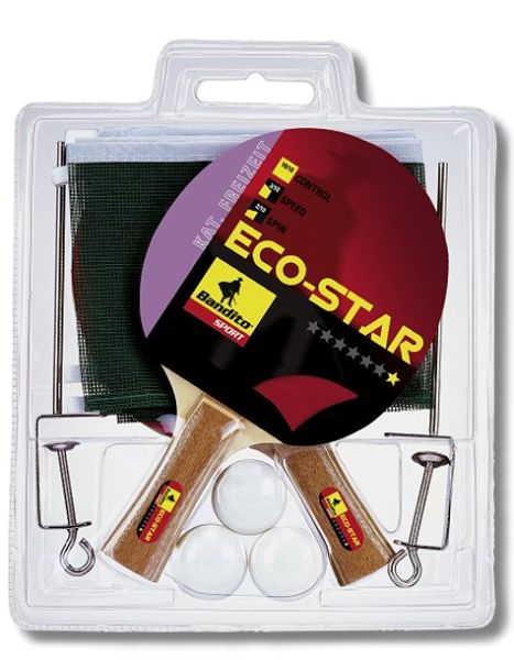 Tischtennisschläger-Set Bandito Eco Star * (2 Schläger, 3 Bälle, 1 Netz)