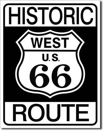 Blechschild Historic Route 66 West