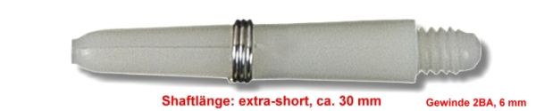 Shaft Nylon + Ring extra short, ca. 30 mm, weiß